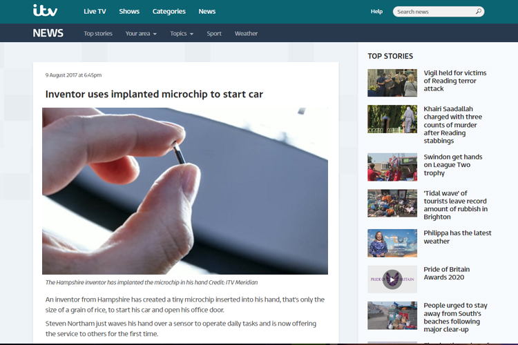 &quot;Inventor&quot; Steven Northam Uses Microchip to Start Car - Steve Northam Featured on ITV News